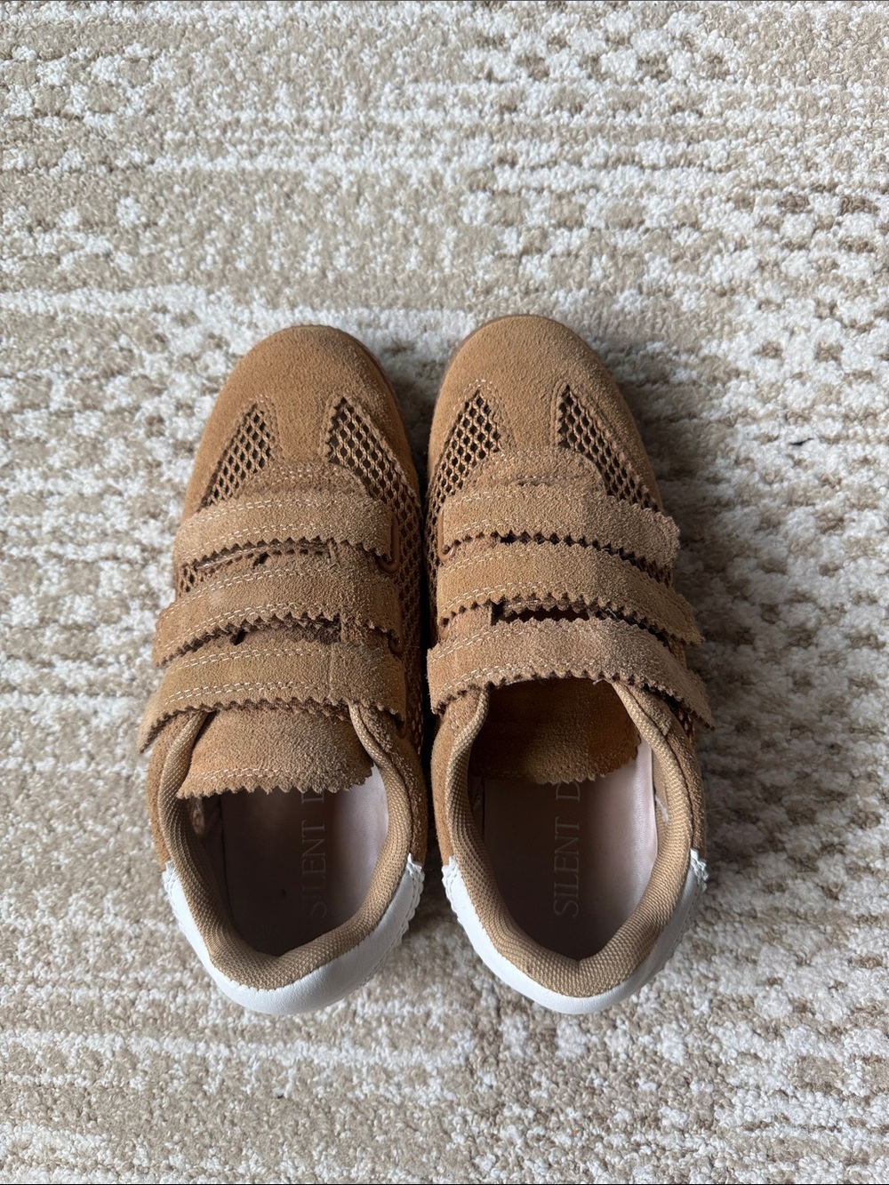 Silent Walk Women's Triple-Strap Suede Sneakers in Tan
